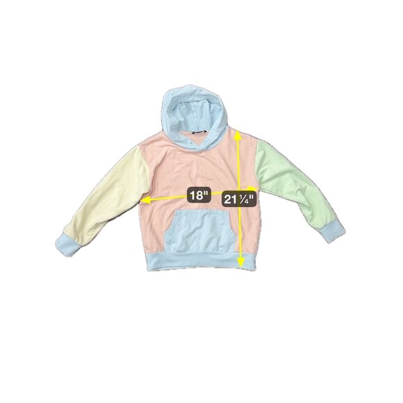 Shein Colorblock Pastel Pullover Hoodie Multicolor Sz 2 Relaxed Playful Kidcore - Picture 8 of 12